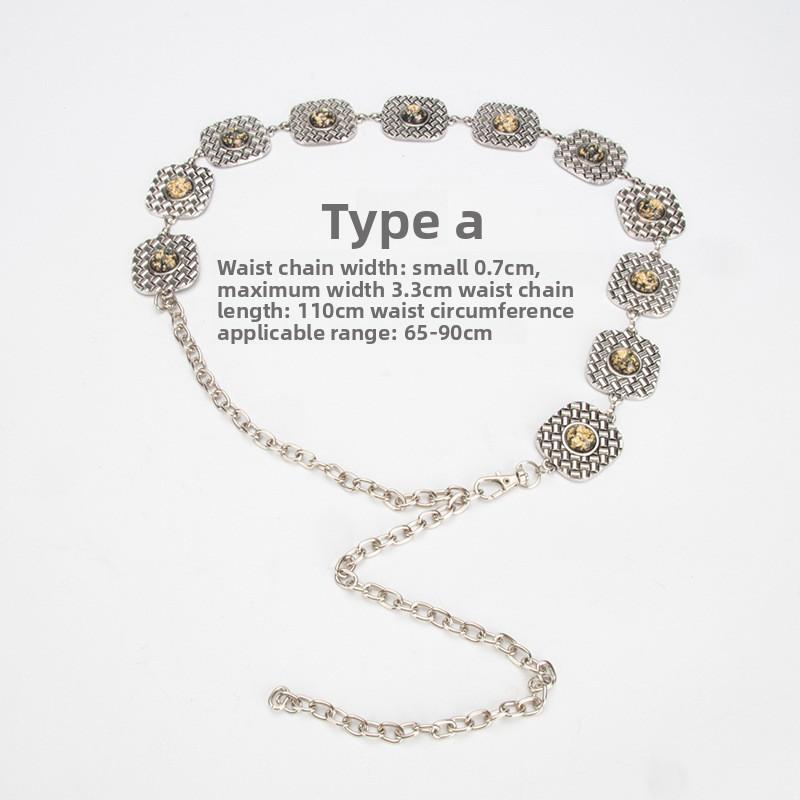 Turquoise vintage waist chain - women s metal chain belt - fashionable and unique waist accessory