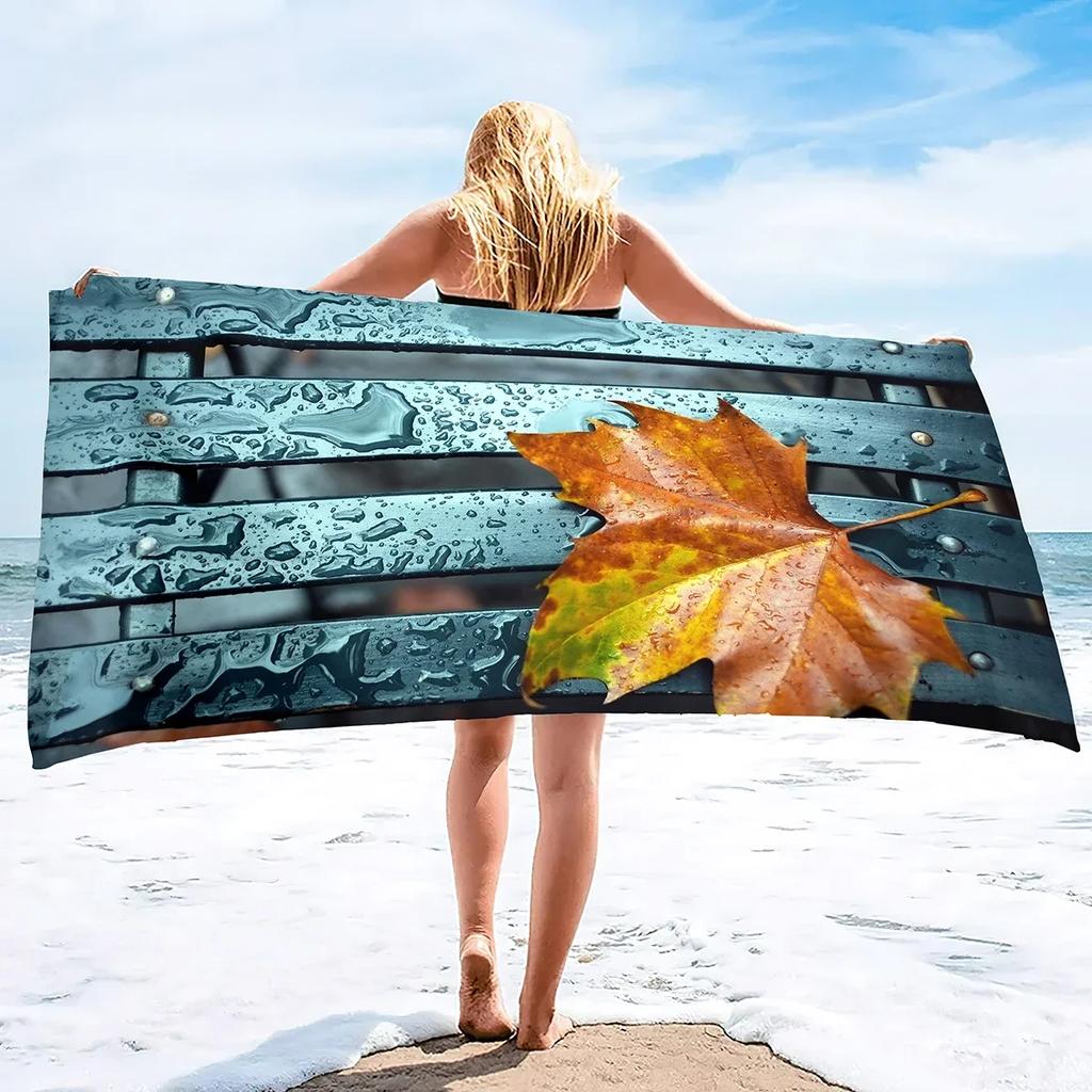 Microfiber Beach Towel,Absorbent Fall Bath Towel Oversized,Quick Dry Maple Leaf Beach Towel for Adult,Sand Free Swim Beach Towel