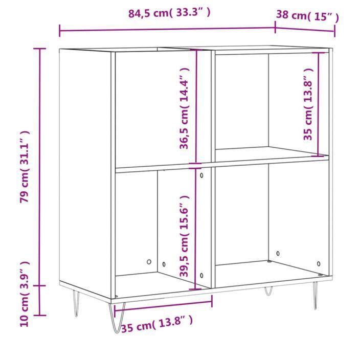 VidaXL Armoire à disques chêne sonoma 84,5x38x89 cm bois d'ingénierie 831775