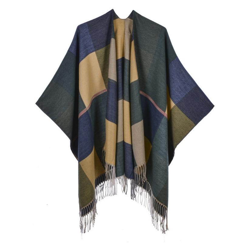 New women's scarf shawl retro fashion jacquard split fork thickened warm shawl cape