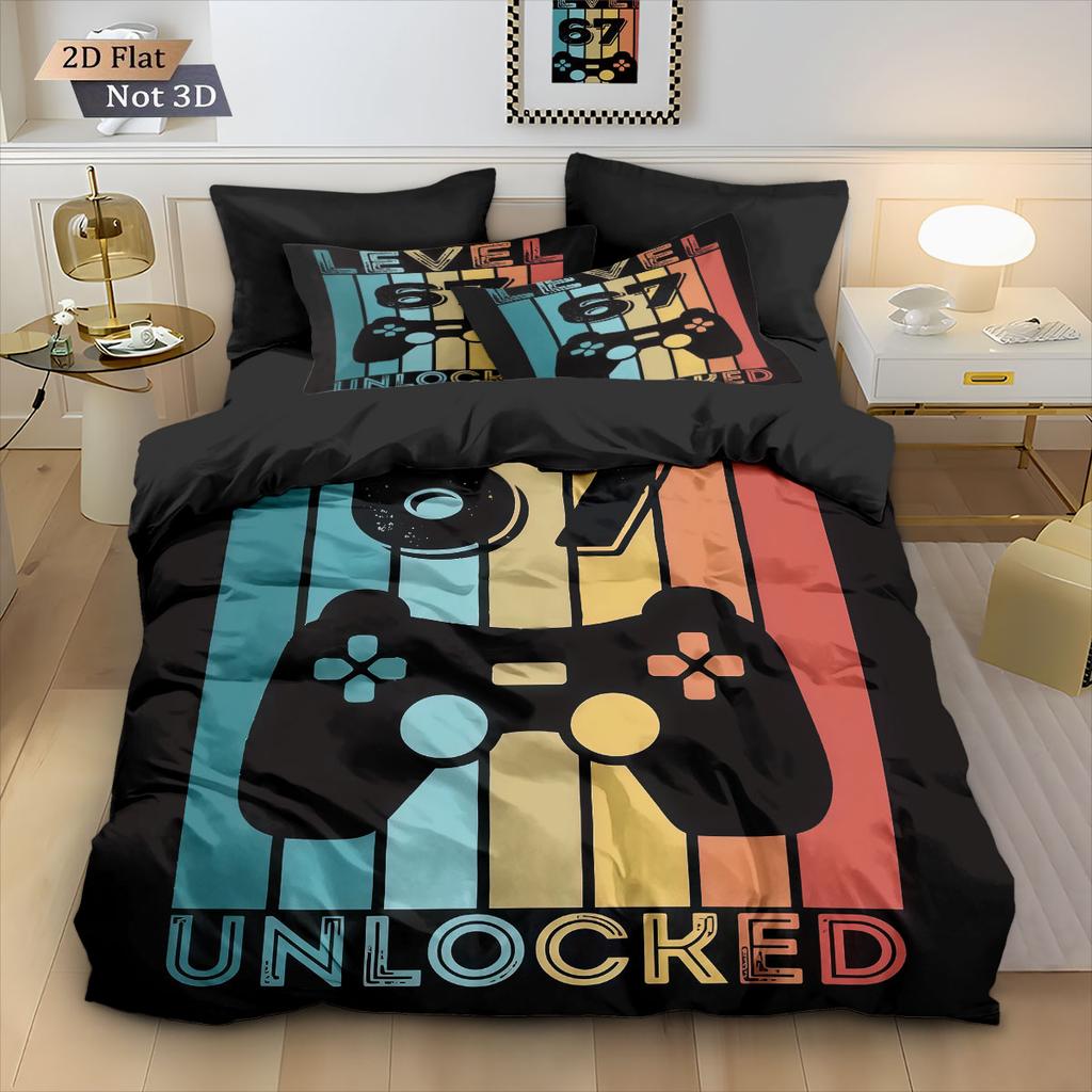 3Pcs Cyber Graffiti 67 Game Controller Printed Core Free Down Duvet Cover Set Multi Size Bedding Decoration Machine Washable