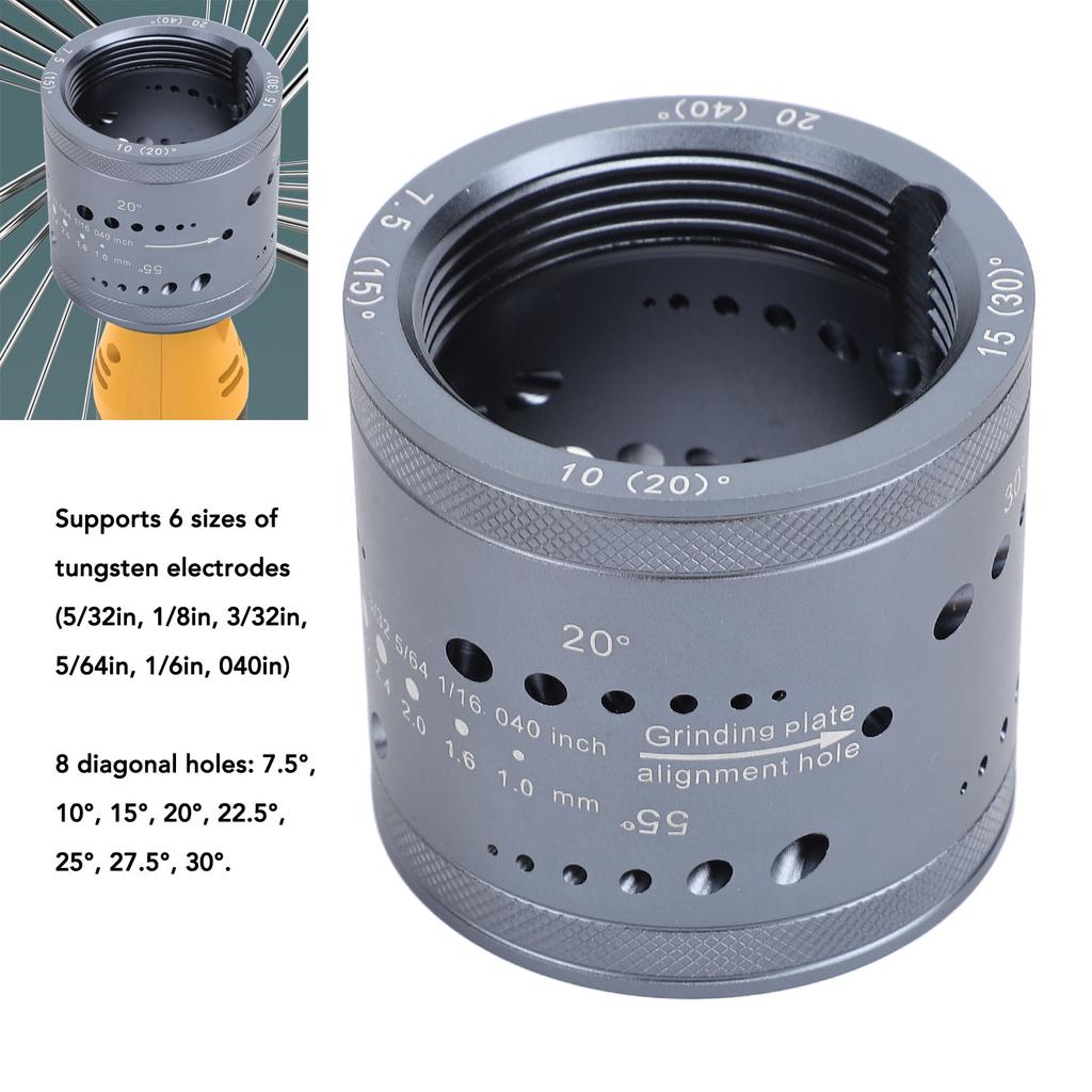 TIG Welding Tool Sharpener 8 Diagonal Holes Good Compatibility Electrode Sharpener Grinder User Friendly for Metal Processing
