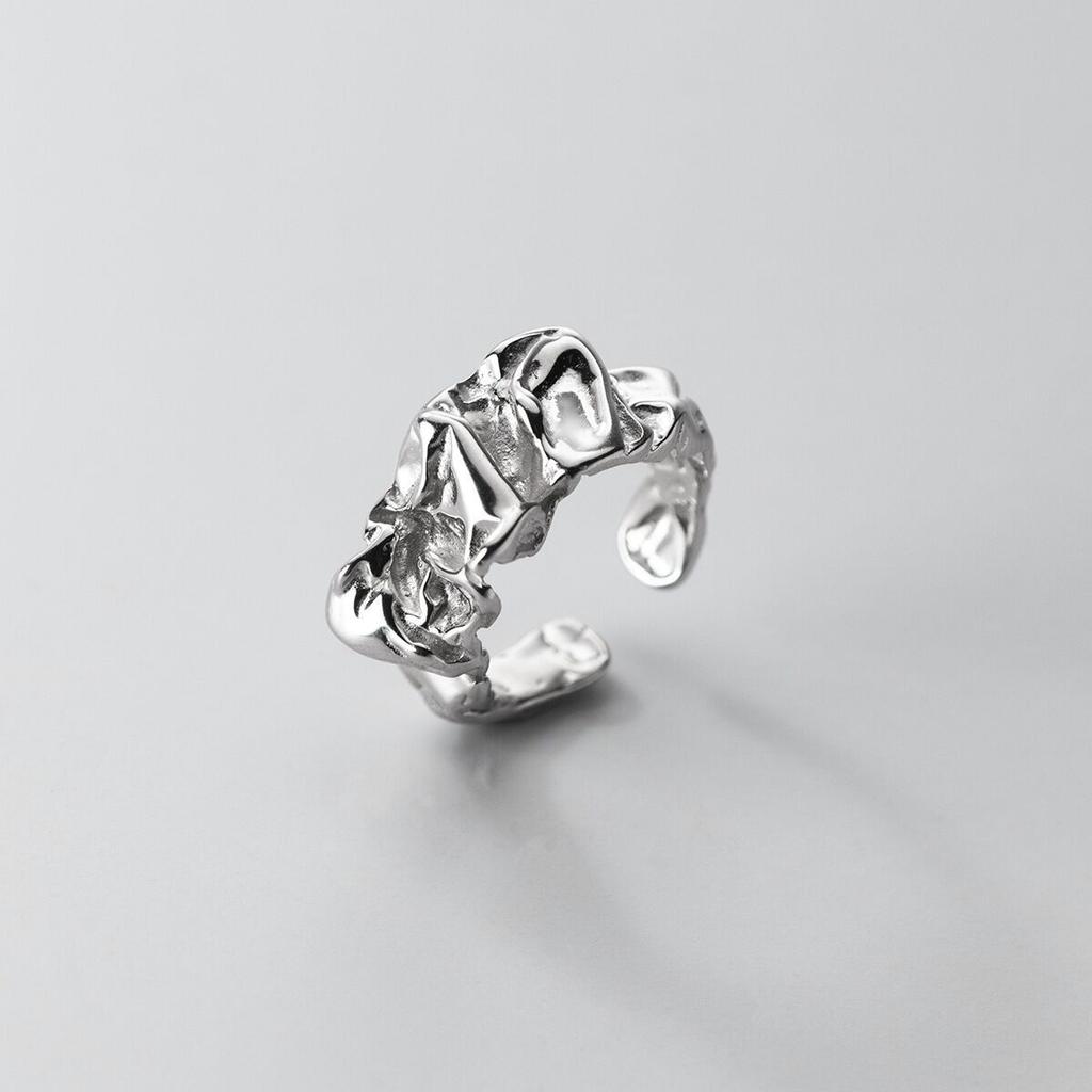 925 Silver Open Rings for Women Fashion Handmade Geometric Irregular Lines Ring Party Wedding Jewelry Holiday Gifts