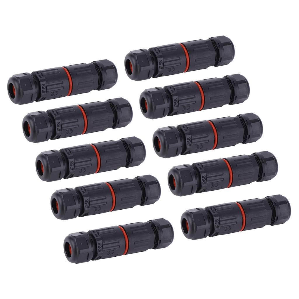 10PCS IP68 Waterproof Electrical Wire Cable 3Pin Connector Outdoor Plug Socket 0.5mm² 2.0mm²