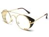 STYLE Adjustable Side Cover Round Sunglasses X [SPEED ADDICT] 30's (Gold Clear)