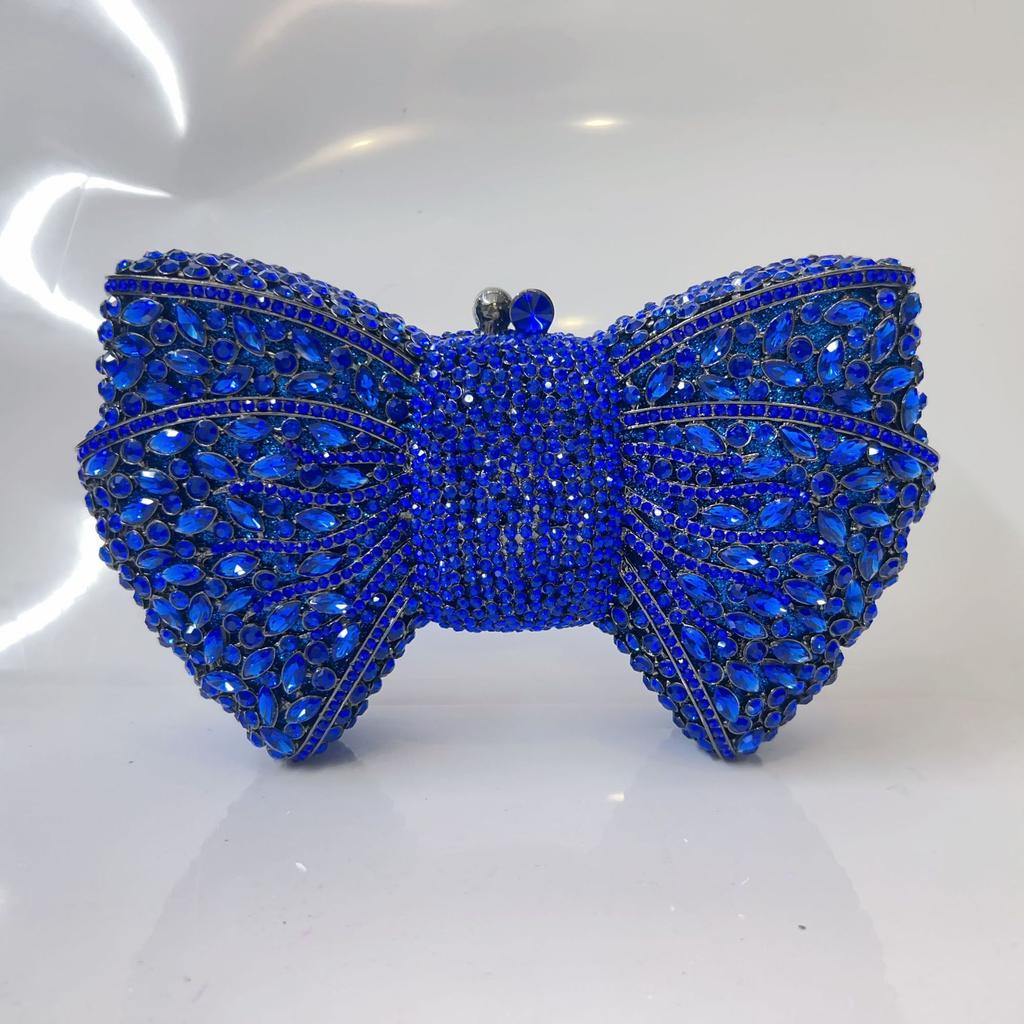 Green Bow Rhinestone Evening Bag Gold Hard Metal Crystal Wedding Handbags Bridal Party Cluches Diamond Women Cocktail Purses