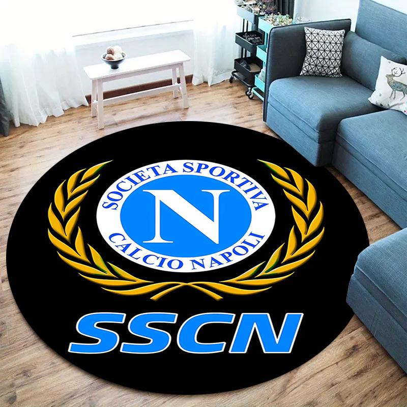 S.S.C. Tappeto Rotondo Napoli, Tappeto per Soggiorno Camera da Letto Divano Sala Giochi Decorazione, Tappetino Antiscivolo