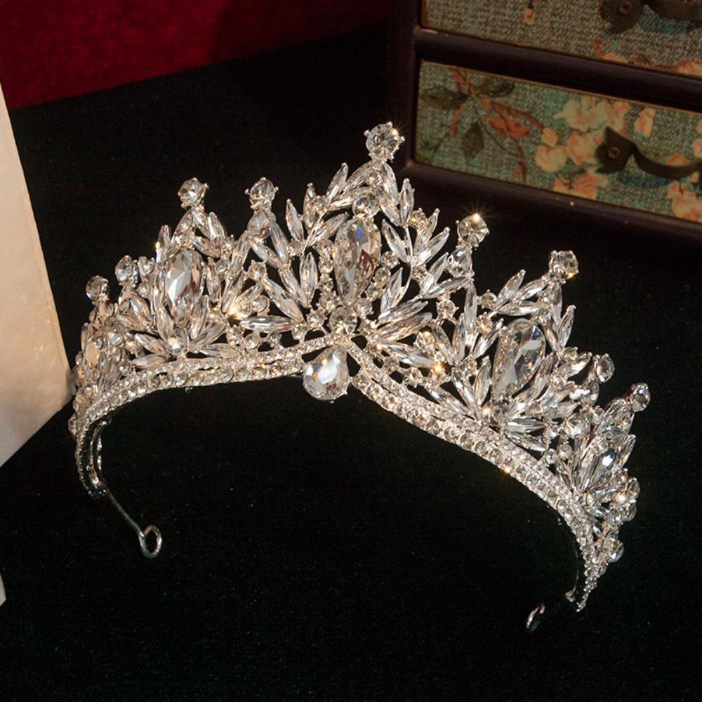 Metal Baroque Crown Queen Party Pageant Rhinestone Crown Exquisite Princess Tiara  Girls Headband