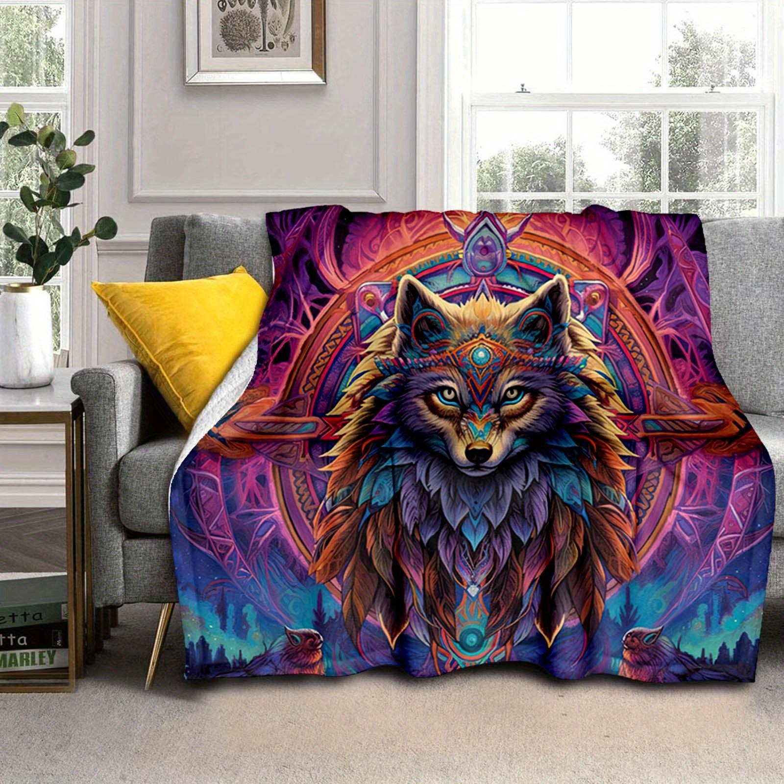 

1pc Wolf Printed Blanket,Soft And Comfortable Blanket, Travel Sofa Bed, Office Home Decor, Birthday Gift Blanket, Boys, Girls 130cmx150cm