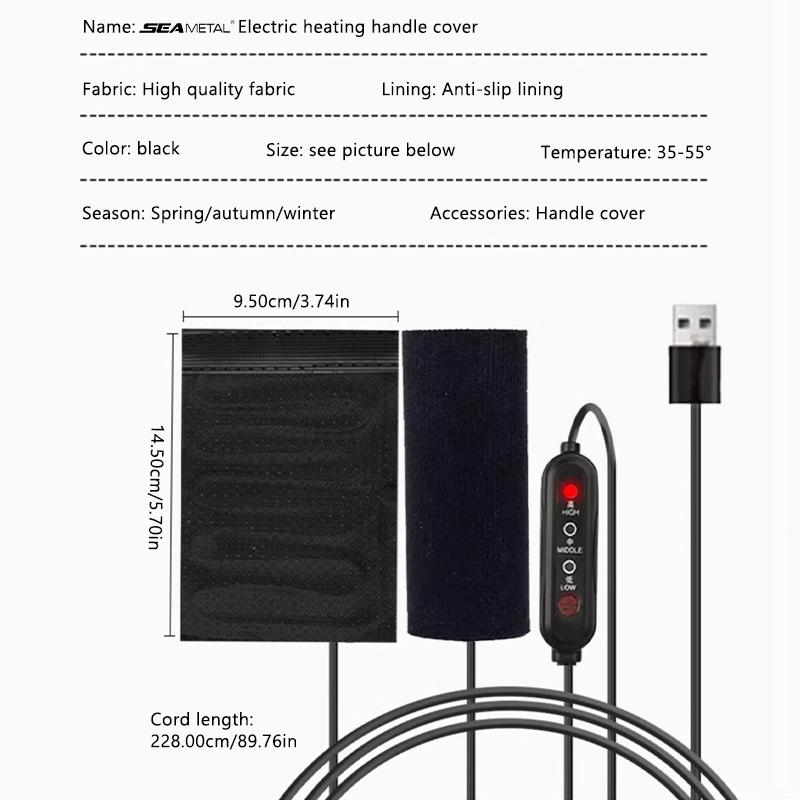 SEAMETAL 12V 3-Gear Motorcycle Heated Hand Grips Waterproof Thermal E-bike ATV Handlebar Heater Warmer Kit Motorcycle Accessories