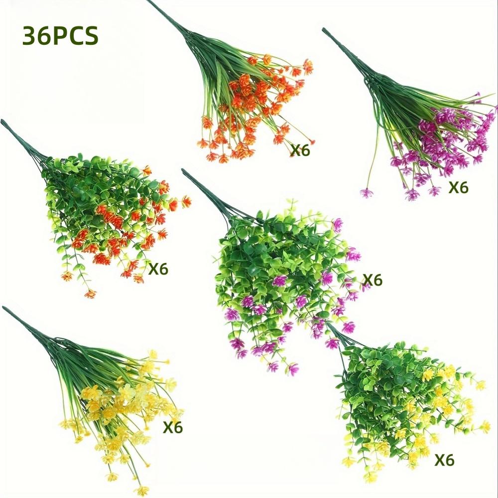 12/18/30/36 Pcs Artificial Flowers - UV Resistant, Multicolored, Realistic Fake Flowers and Shrubs - Outdoor Window Porch Decor