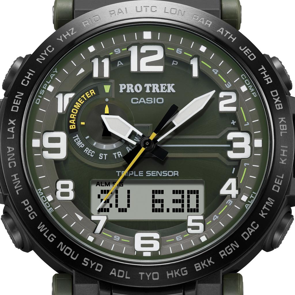 Casio Men's Stainless Steel 100M Water Resistant Digital Alarm Quartz Watch PRG-601YB-3