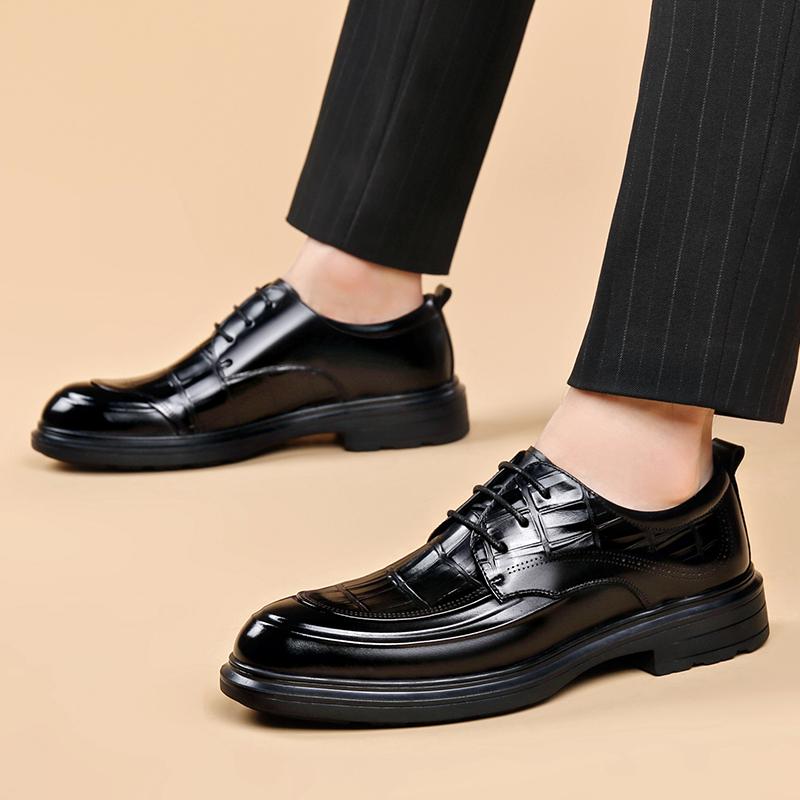 Fashion High Quality Business Shoes All-match Men Dress Flats Men's Shoes New Leather Men's Formal Shoes Oxford Wedding Party Footwear