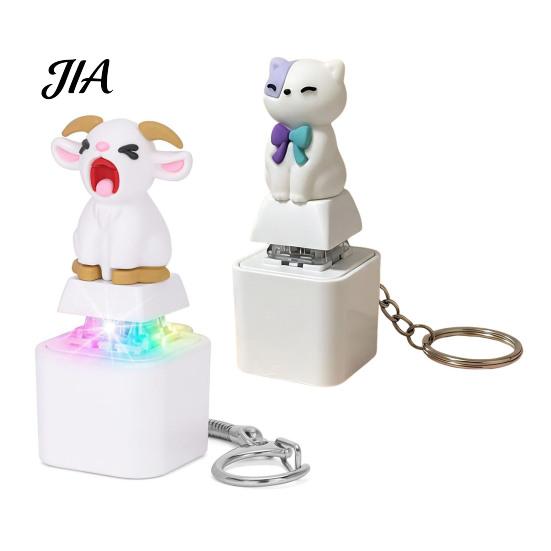 Finger Clicker with LED Light 1/2Pcs Animal Keyboard Fidget Keychain, Rechargeable Goat Cat Button Toy Sound, Push Decompression