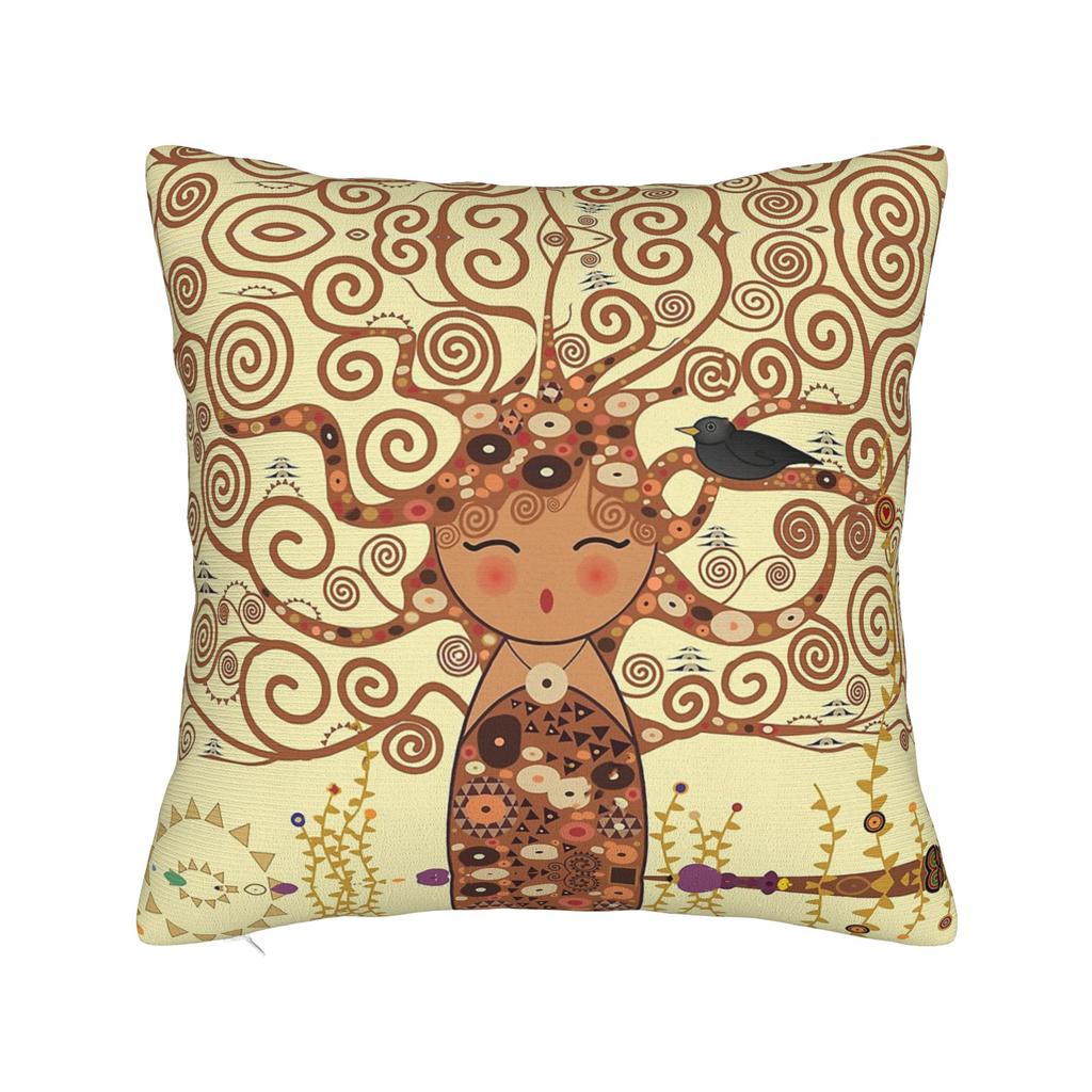 Gustav Klimt Freyas Pillowcase Polyester Cushion Cover Decorations Abstract Art Pillow Case Cover Home Square 45X45cm
