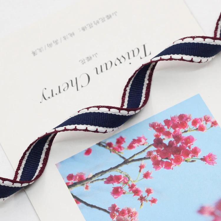 9mm Bilateral Jump Line Grosgrain Satin Ribbon DIY Handmade Arts Decorative Crafts Hair Bow Sewing Accessories (5Meters/lot)