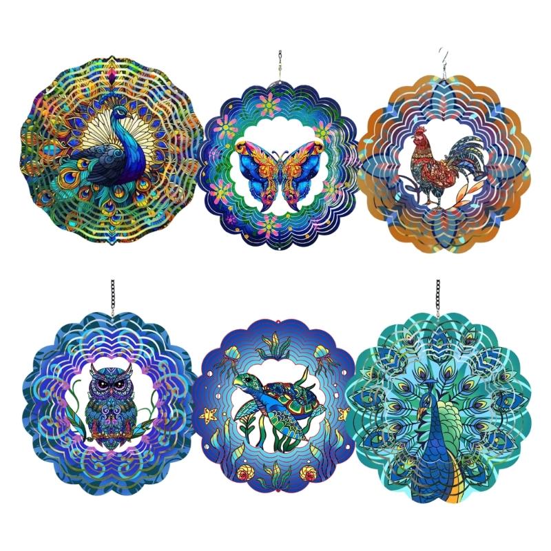 Metal Rotating Aeolian Bells Ornament Weather Resistant Iron Hanging Decoration For Patios Yard Garden Balconies Display