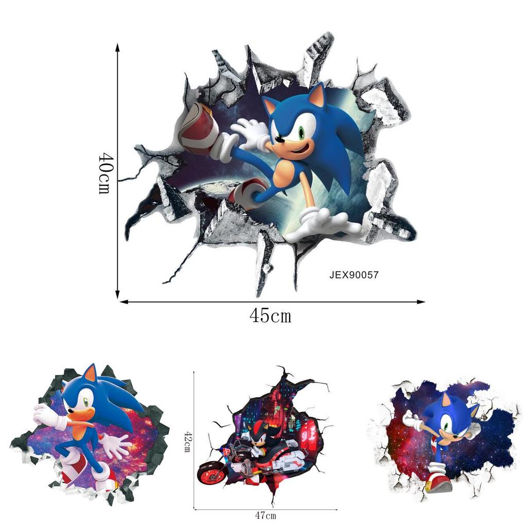 Sonic The Hedgehog Wall Sticker Cartoon Decor For Kids Bedroom Wall Art