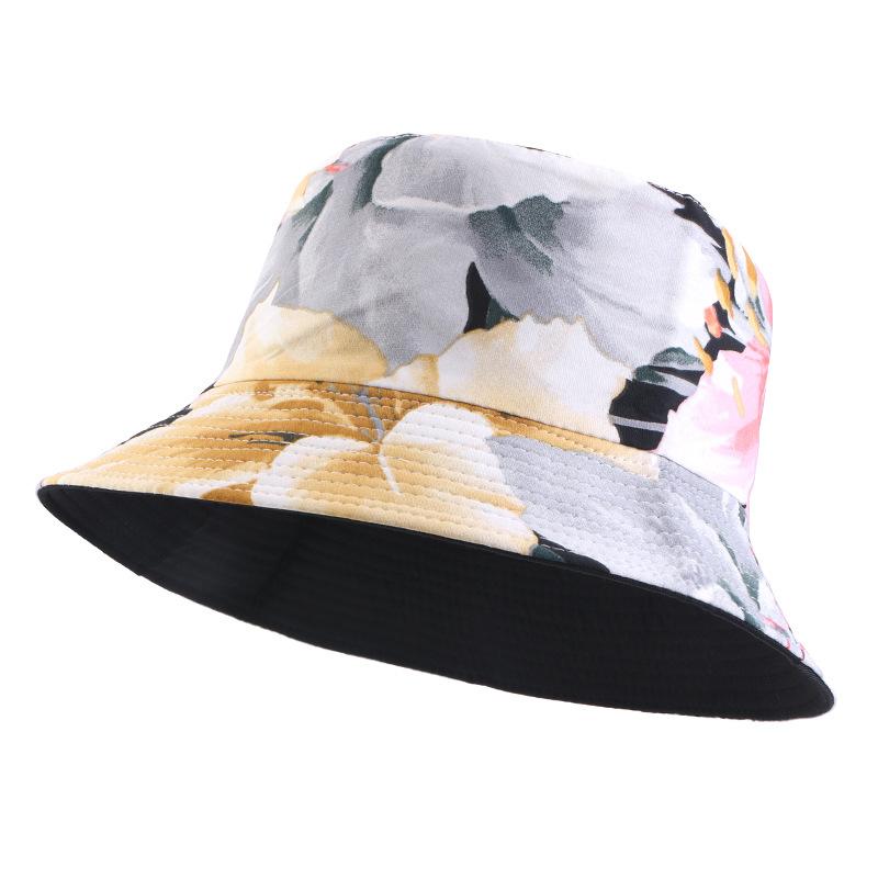 New Polished Printed Pot Hat Double-sided Bucket Hat Outdoor Travel Visor
