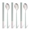 Pink Silver Matte Korean Tableware Set 6Pcs Luxury Cutlery Set Stainless Steel Dinnerware Spoon Chopsticks Flatware Cutlery Set