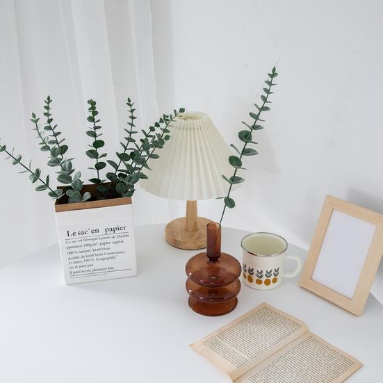24Pcs Artificial Leaves Realistic Care Easy Simulated Plastic 38cm Eucalyptus Green Plant Branch
