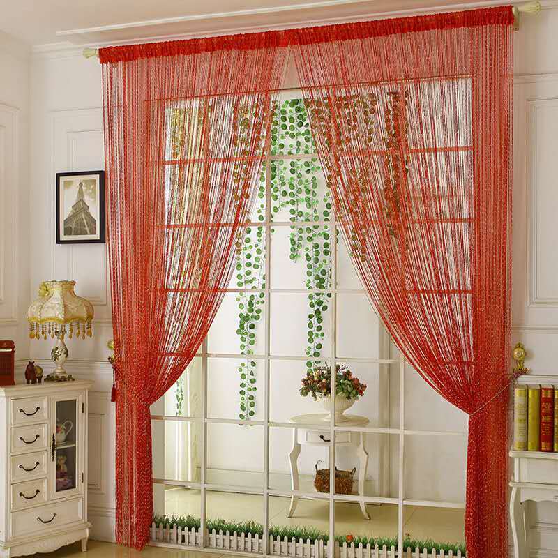 Cheaper Shiny Tassel Silver Line String Curtain 100x200cm Fashion Valance For Living Room Divider Wedding hotel Home Decoration