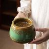 Kiln Change Green Glaze Premium Ceramic Large Tea Residue Bowl Tea Water Separation Tea Rinse Basin for Gongfu Tea