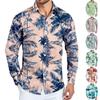 Camicia da uomo hawaiana casual stampata a maniche lunghe con bottoni