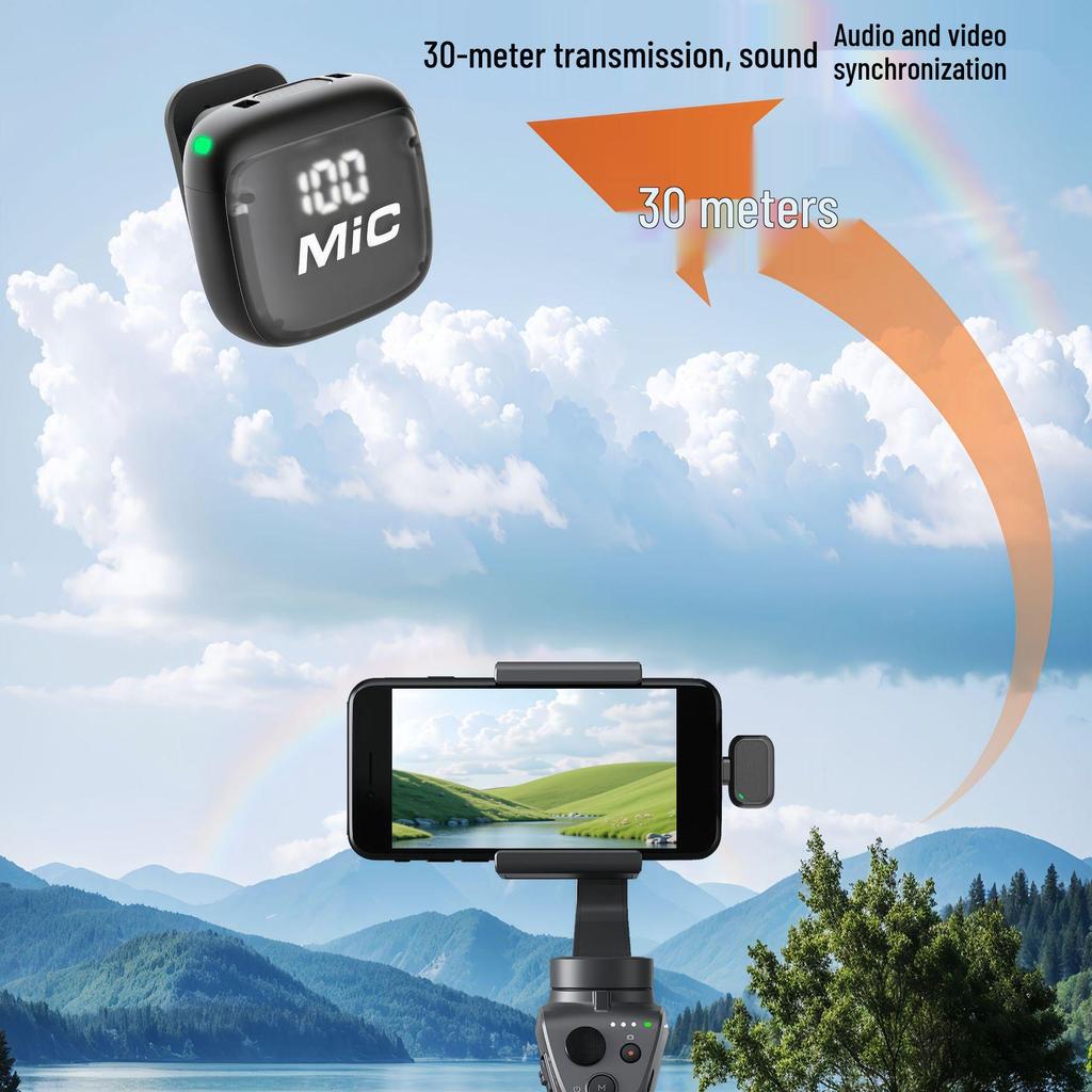 Dual Wireless Lavalier Microphone with Digital Display & AI Noise Reduction for Video Streaming & Live E-commerce