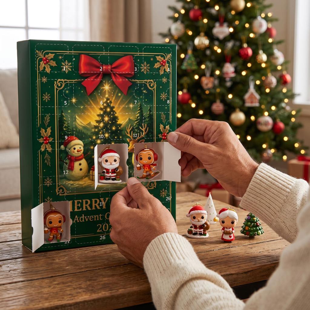 Adventskalender mit Acryl-Ornamenten - Weihnachts-Countdown-Geschenk für und Familie