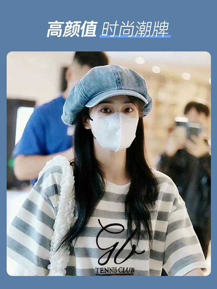 White deer cowboy beret women's summer deepens big head circumference retro octagonal painter hat versatile and shows small face