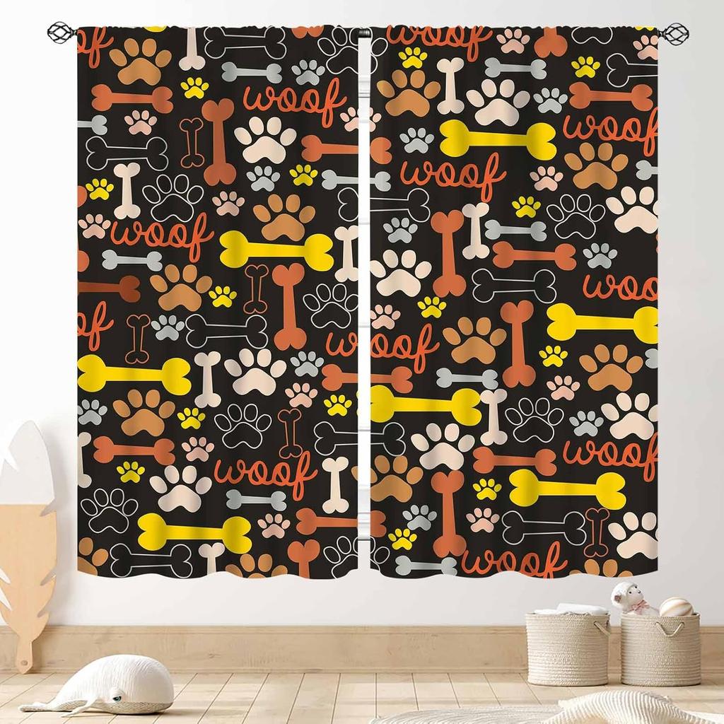 Cat Curta, Cartoon Cute Lovely Kitten Kawaii Cat Pets Funny Animals Gray Blackout Window Drapery Treatments For Living Room
