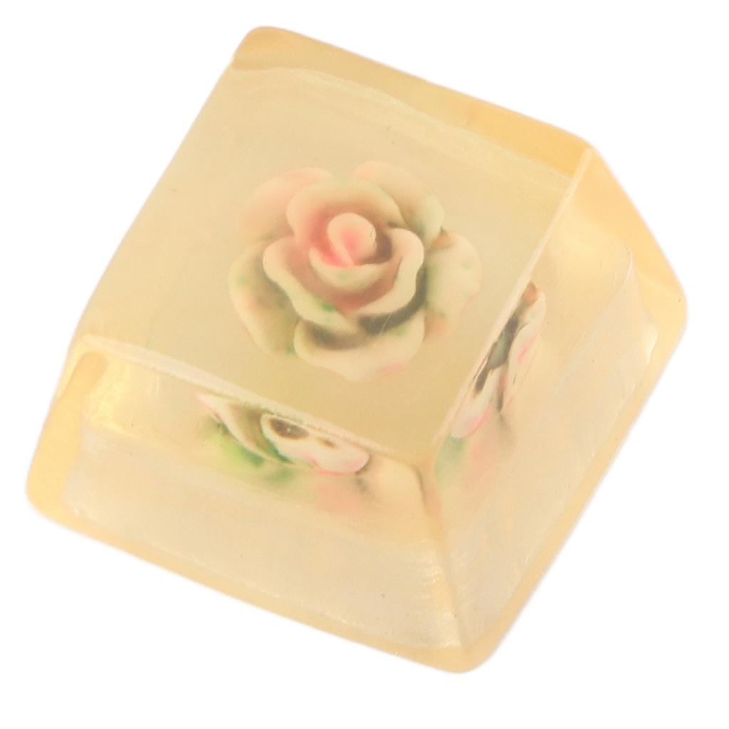 Resin Keycap HandMade CorrosionResistant Universal Mechanical Keyboard Accessories(Pink Rose )