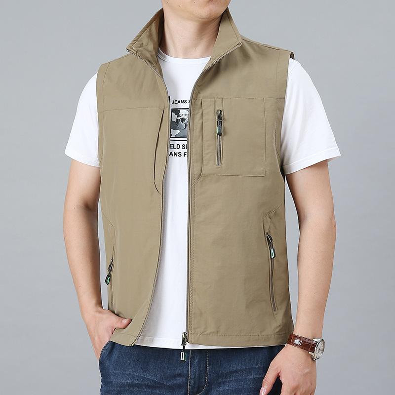 Jarní a podzimní pánská rychleschnoucí vesta, venkovní multifunkční sportovní fotografická ležérní vesta, volná vesta velké velikosti