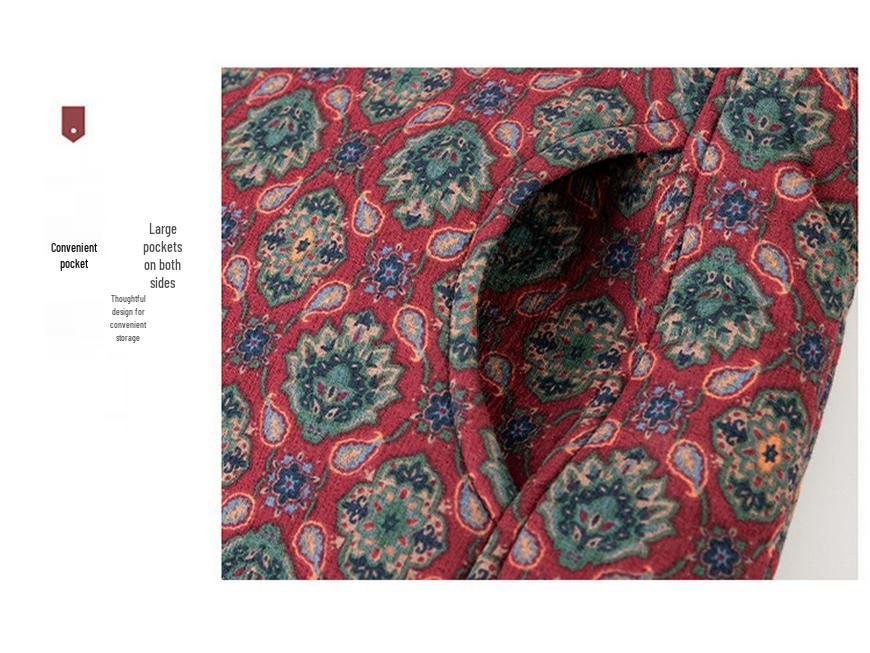 Floral Velvet-Lined Winter Coat for Middle-Aged and Elderly Women
