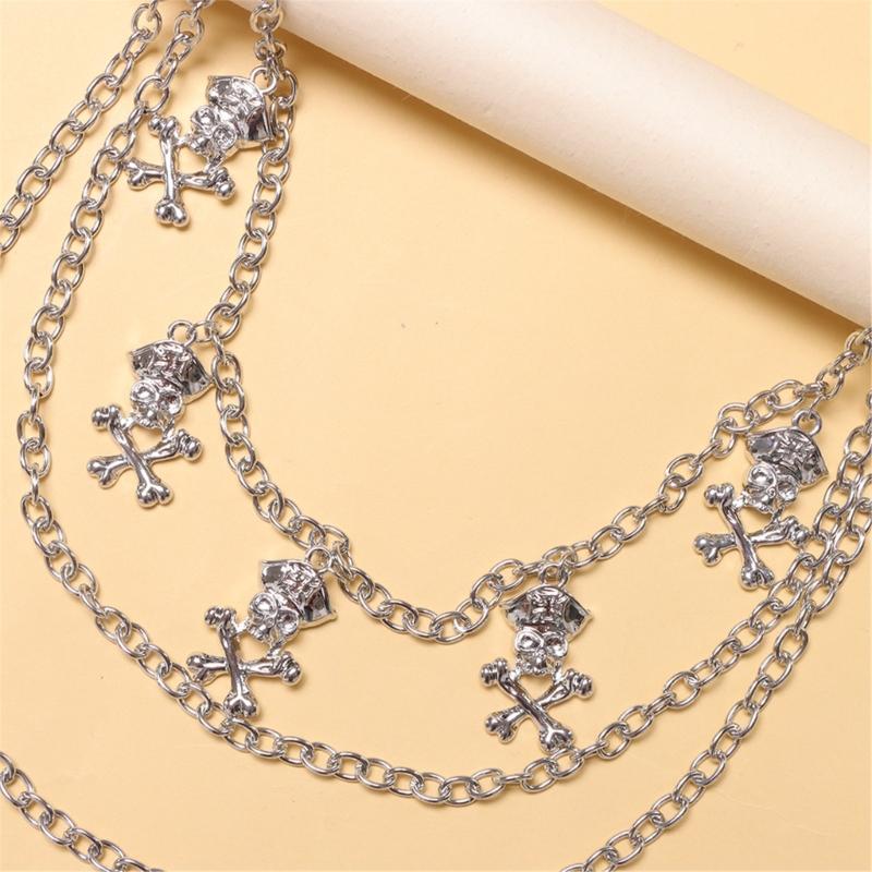 Punk Style Skull Jeans Chain Skull Charm Edgy Gothic Metal Waist Accessory For Women Girls
