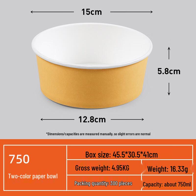 Yipan 750ml Round Disposable Plastic Food Containers with Lids, 300-Pack