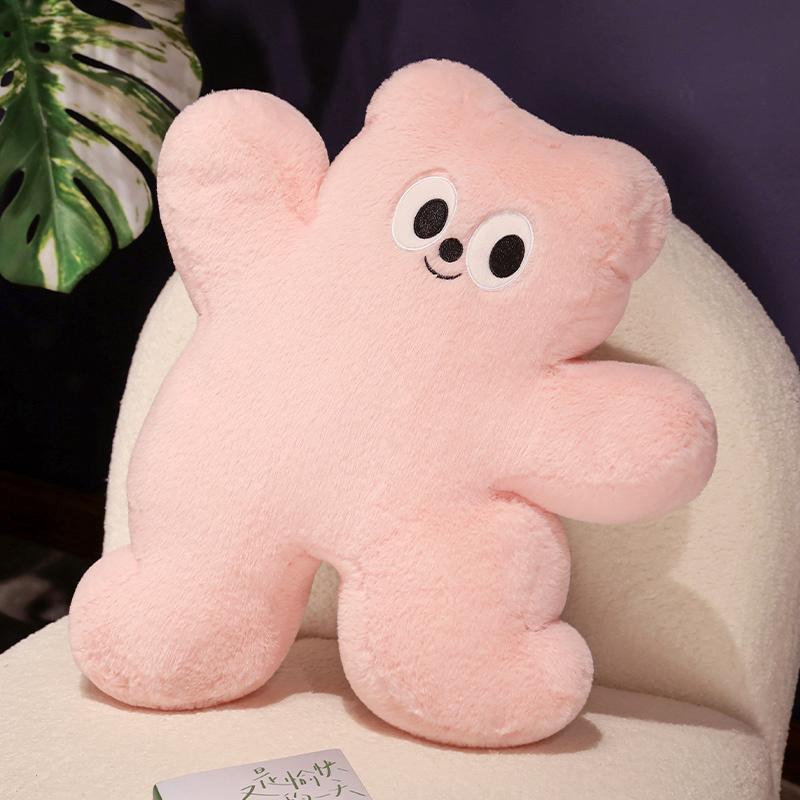 Sale Lovely Cartoon Bear Pillow Stuffed Bear Plush Toy Round Dot Ultra Soft Long Plush Fabric Cushion Creative Birthday Gift