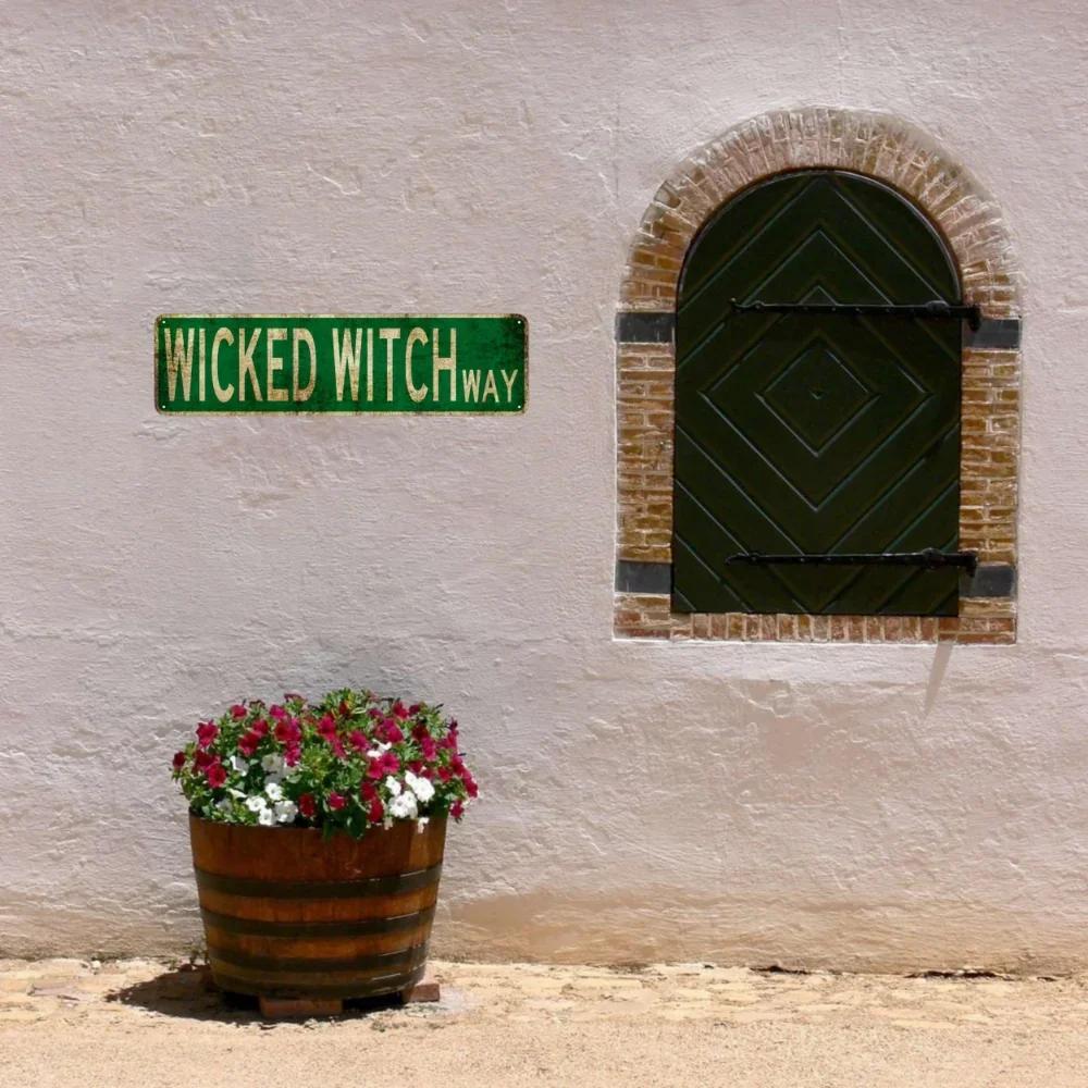 1pc, Wicked Witch Trail Metal Tin Sign (15.75"x3.94"/40x10cm), Novelty Street Sign, Home Decor, Room Decor, Wall Decor