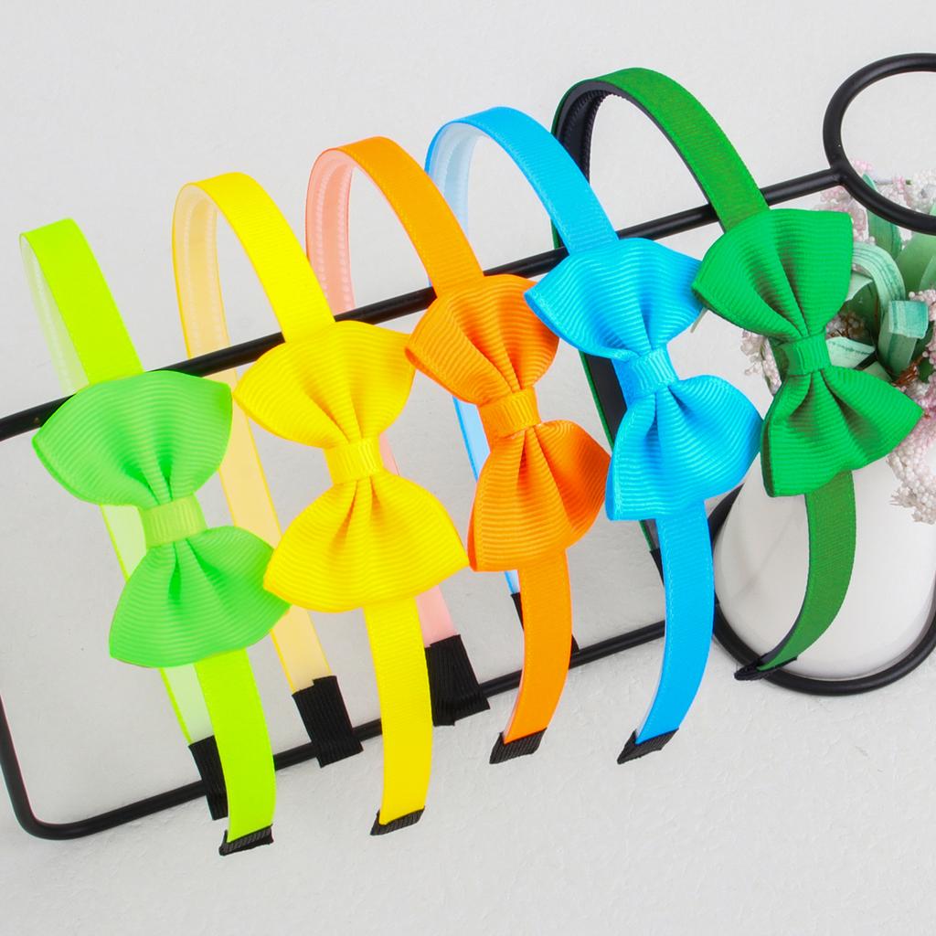 5pcs 2inch Grosgrain Ribbon Hair Bows with Headband Plastic Teeth Hairbands Girls Headbands Children Kids Hair Accessories