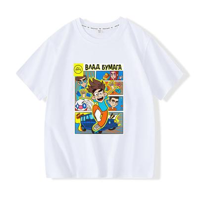2025 Nowy T-shirt dla Dziewczynek, Odpowiedni dla Dziecięcego T-shirtu z Nadrukiem Kreskówkowym, Letni Luźny Casualowy Modny Top z Okrągłym Dekoltem