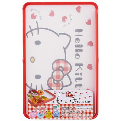 Skater Cutting Board with Spill 21 X Hello Kitty Red Sanrio Dishwasher Safe Double-Sided Guard, AG+ Antibacterial, 32.5 Cm, Medium, Heart, Design,