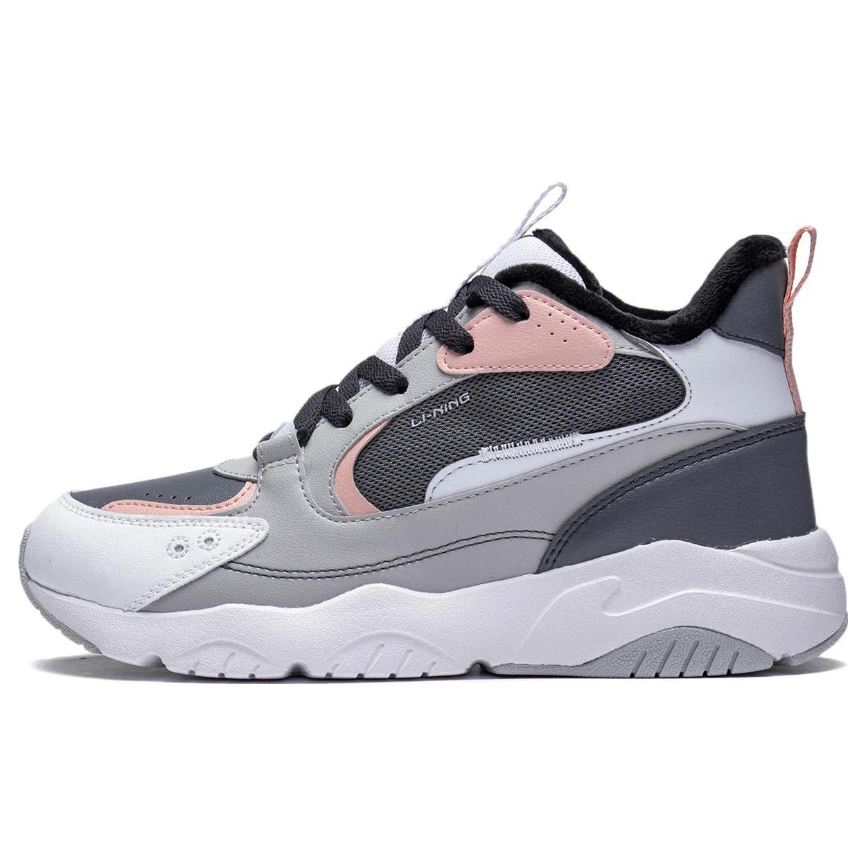 

Новые повседневные кроссовки LINING женские средней высоты серо-синие AGLS210-3 36