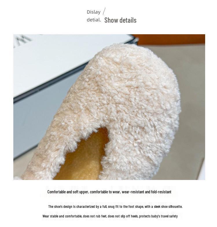 Girls' Soft-Soled Lamb Wool Outdoor Driving Shoes, Autumn/Winter 2025, with Fleece Cotton Lining, Versatile and Warm.