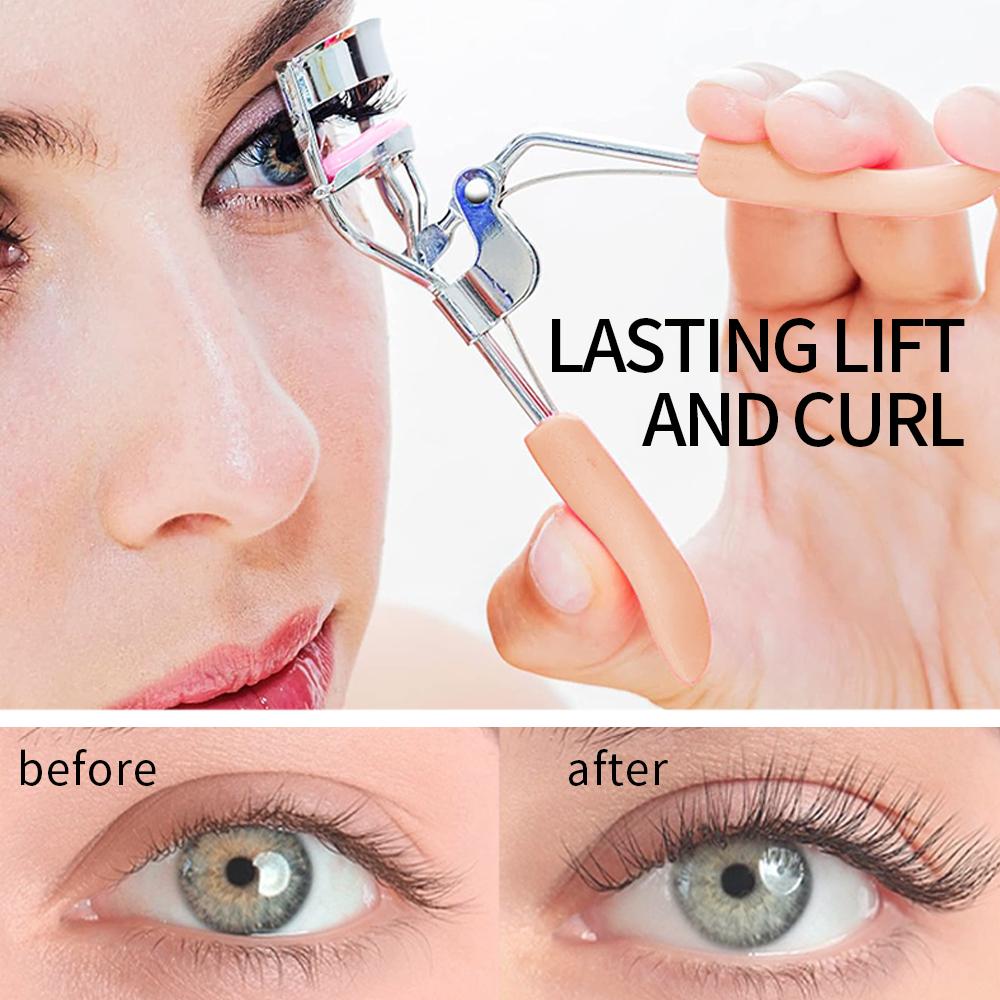 Wimpernzange mit Wimpernkamm, Professionelle Wimpernzange, Make-Up-Tool, Lash Curler, Inkl. zusätzlichem Gummi-Ersatzpad