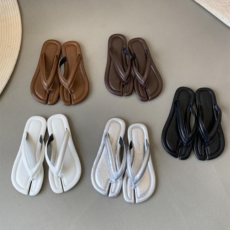 Fashion Bailamos 2025 Ladies Clip Toe Flip Flops Silver Tabi Ninja Slippers Woman Beach Shoes Flat Sandalias Femme Slides Split Toe Sand