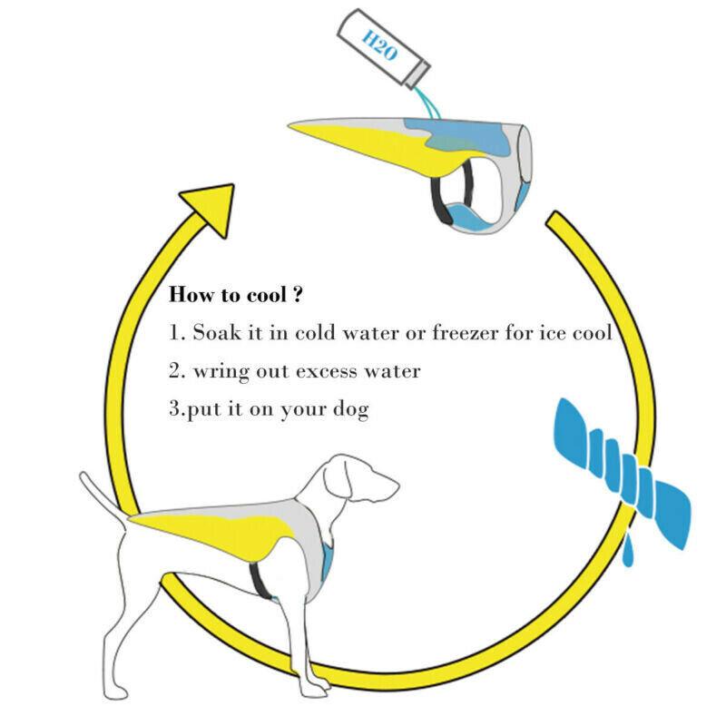 Summer Dog Cooling Vest Harness Cooler Jacket Breathable Adjustable Reflective