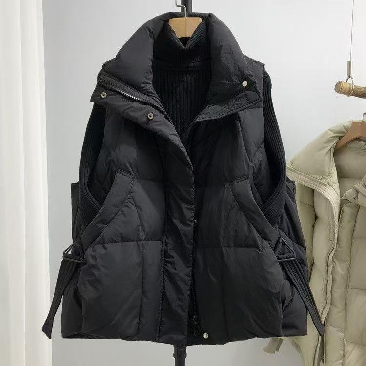 Plus Size Down Cotton Vest - Women's Stylish Sleeveless Jacket for Autumn/Winter