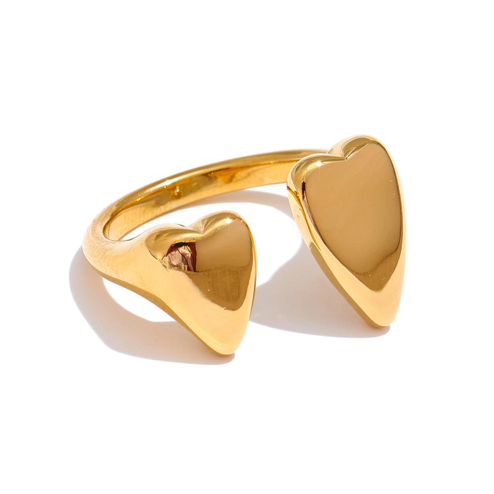 

Yhpup Stainless Steel Heart Chic Open Ring Women Unique Fashion Adjustable 18k & Platinum Plated Jewelry Exquisite metal