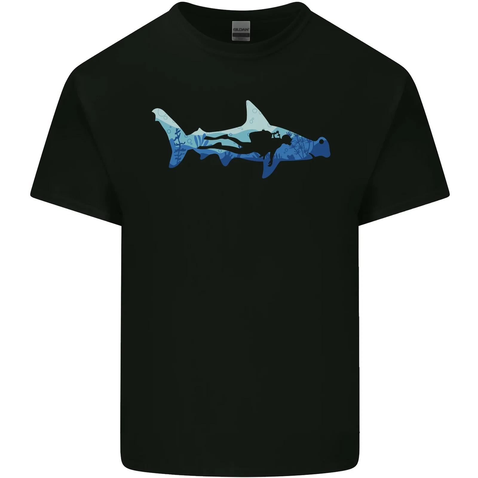 Hammerhead Shark Scuba Diver Diving Kids T-Shirt Childrens 3XL